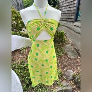 60s wildflower print mesh dress